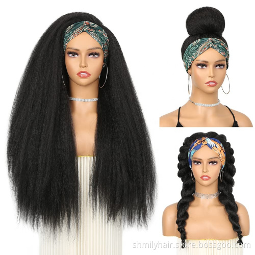 Top Selling New Arrival Human Hair Kinky Straight Headband Wigs Cheap Machine Made Non Lace Wig Virgin Brazilian Human hair wigs